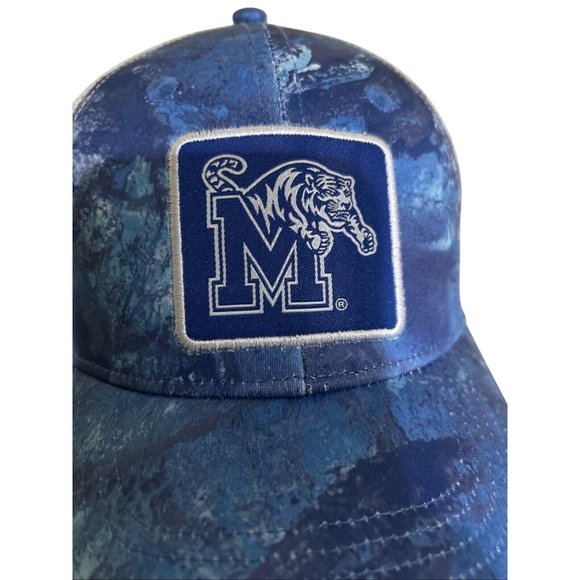 Memphis Tigers Colosseum Blue Mesh Fishing Real Tree Trucker Patch SnapBack Hat - Picture 7 of 10